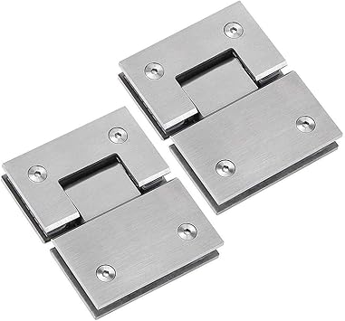 Hinge Stainless Steel Bathroom Clip 2PCS-sliver JU Frameless Glass Door Hinges Shower Room Accessories 180 Degree Glass Door Hinge