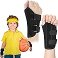 2 Pcs Wrist Brace for Kids Youth Carpal Tunnel Black Splints Wrist Brace Night Support with Adjustable Compression Straps for Children Sports Sleep (Age 3-8)