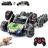 ToyFuntasy 8 Wheels Remote Control Car - Birthday Gifts for 6 7 8 9 10 11 12 Years Old Boys, Gesture Sensing RC Stunt Car with Lights & Spray & 360 Degree Flips, 2.4Ghz Climbing Toys for Kids Age 6-12
