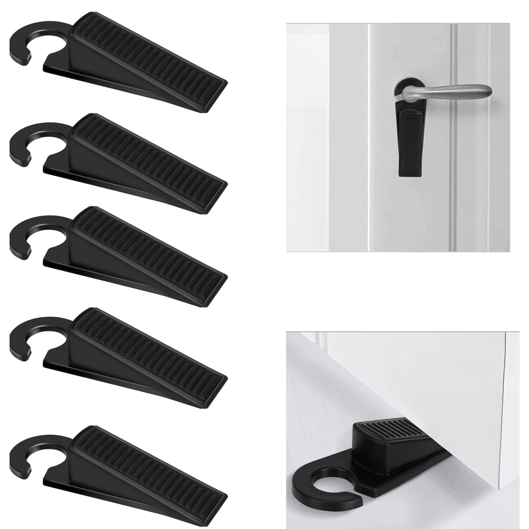 HOPS Door Stop, Door Stopper Floor, Door Wedge - Door Stopper, Plastic Wedges, Door Stopper Black, Wheel Chocks, Rubber Door Stopper, Rubber Door Wedge (Black)