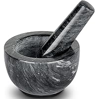 Tera Mortar and Pestle Set Natural Marble Grinder Spice Herb Grinder Pill Crusher Black 3.9in