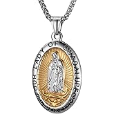 STWTR Stainless Steel Virgin Mary Guadalupe Pendant Necklace for Men and Women