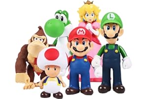Isaneihas 6pcs/Set Mario Figures Toy - Mario & Luigi Figurines – Yoshi & Mario Bros Action Figures （5 inch）