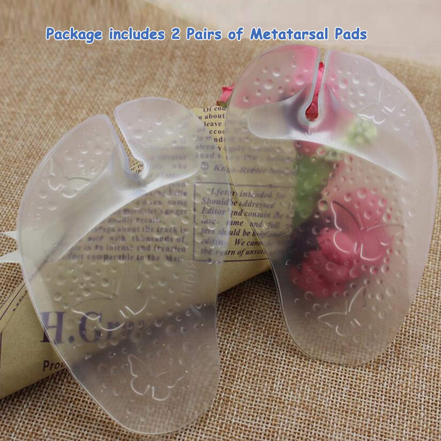 Gel Metatarsal Pads for Thong Sandals Flip-Flops, 2Pairs Forefoot Cushion Inserts, Ball of Foot Grip Pads for Metatarsal Support and Pain Relief, Anti-Slip: Health & Personal Care