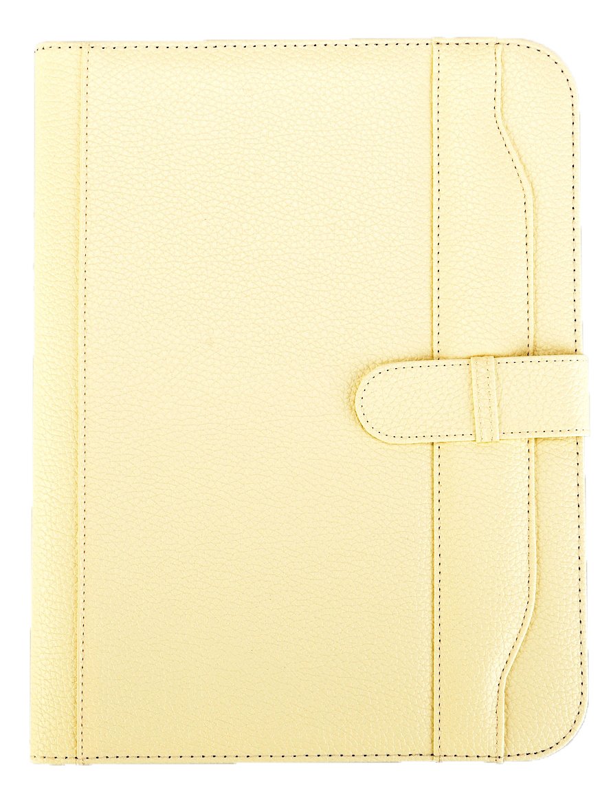 ARPAN A4 Conference Portfolio Folder with Calculator, Writing Pad & Pen Holder, Executive Presentation Folder with Closure Belt (Ivory Cream)