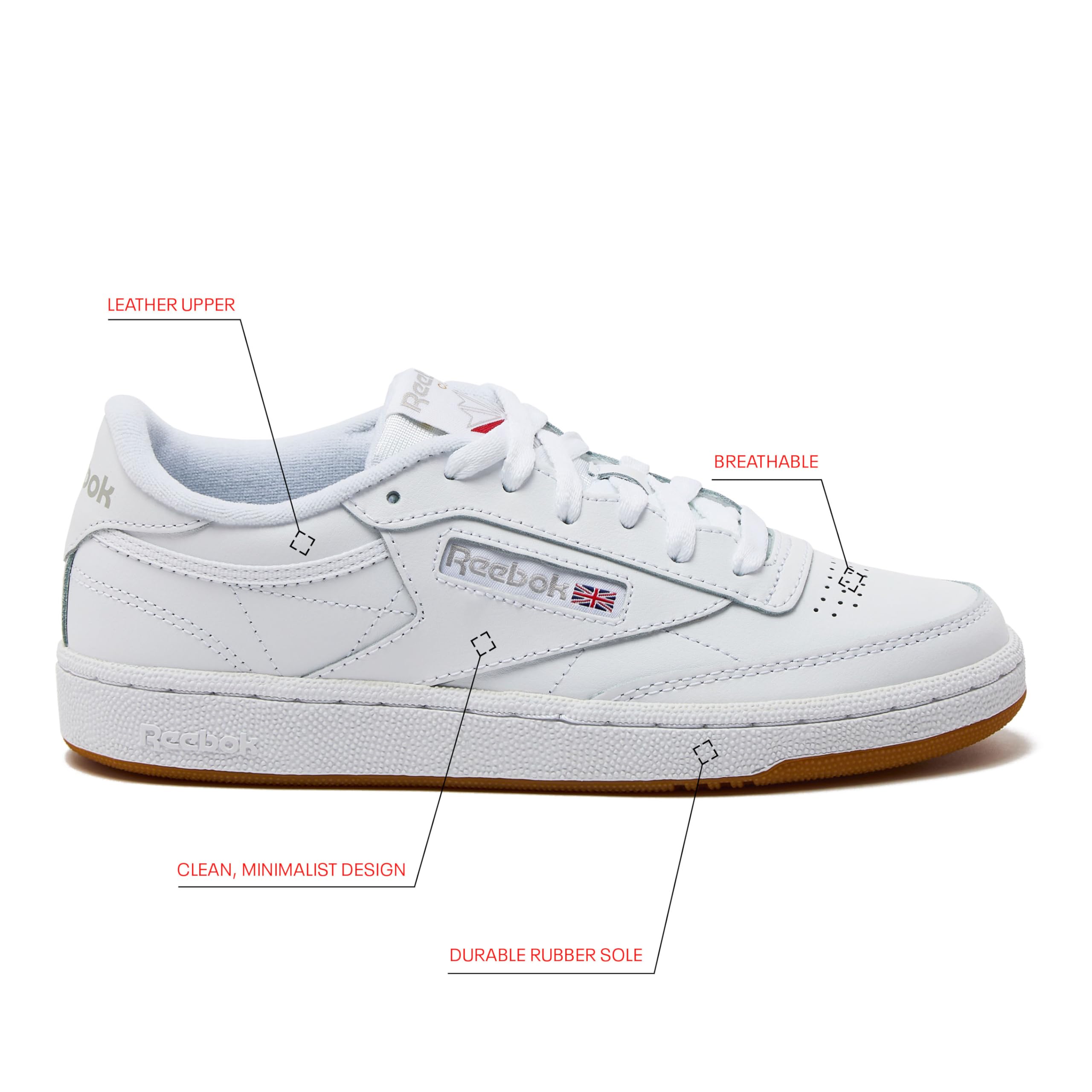 Reebok Womens Club C 85 Tennis Shoes for Women, White Womens Sneakers