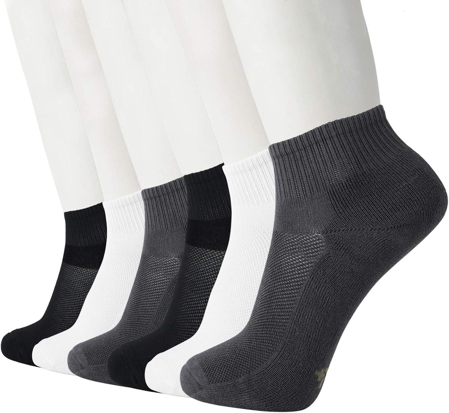 +MD Men's 6 Pack Moisture Wicking & Smell Control Bamboo Athletic Ankle