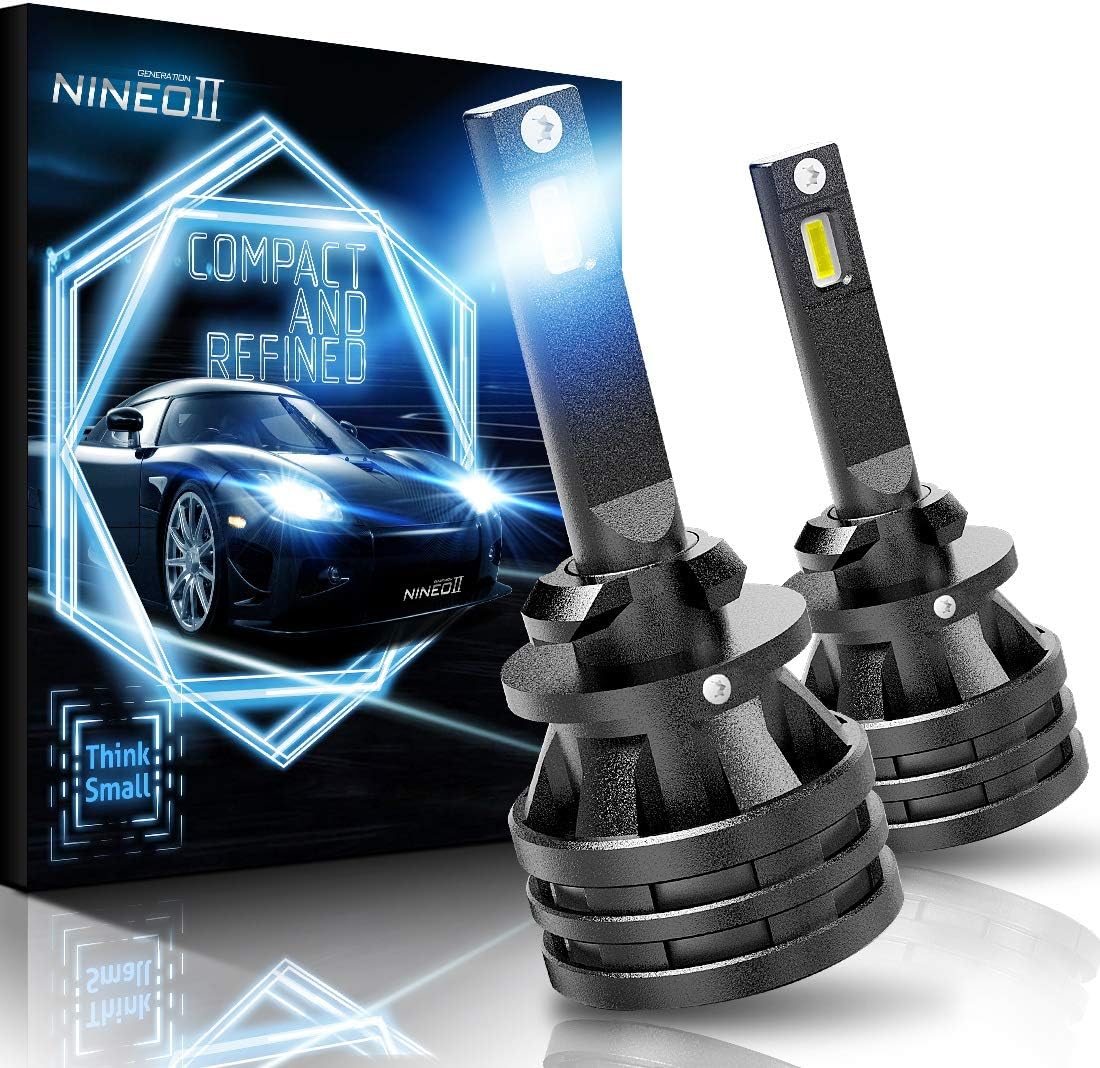 NINEO H11 LED Headlight Bulbs w/Small Size,10000LM 6500K Cool White CREE Chips Hb3 All-in-One Conversion Kit H8 H9 HALOGEN REPLACEMENT