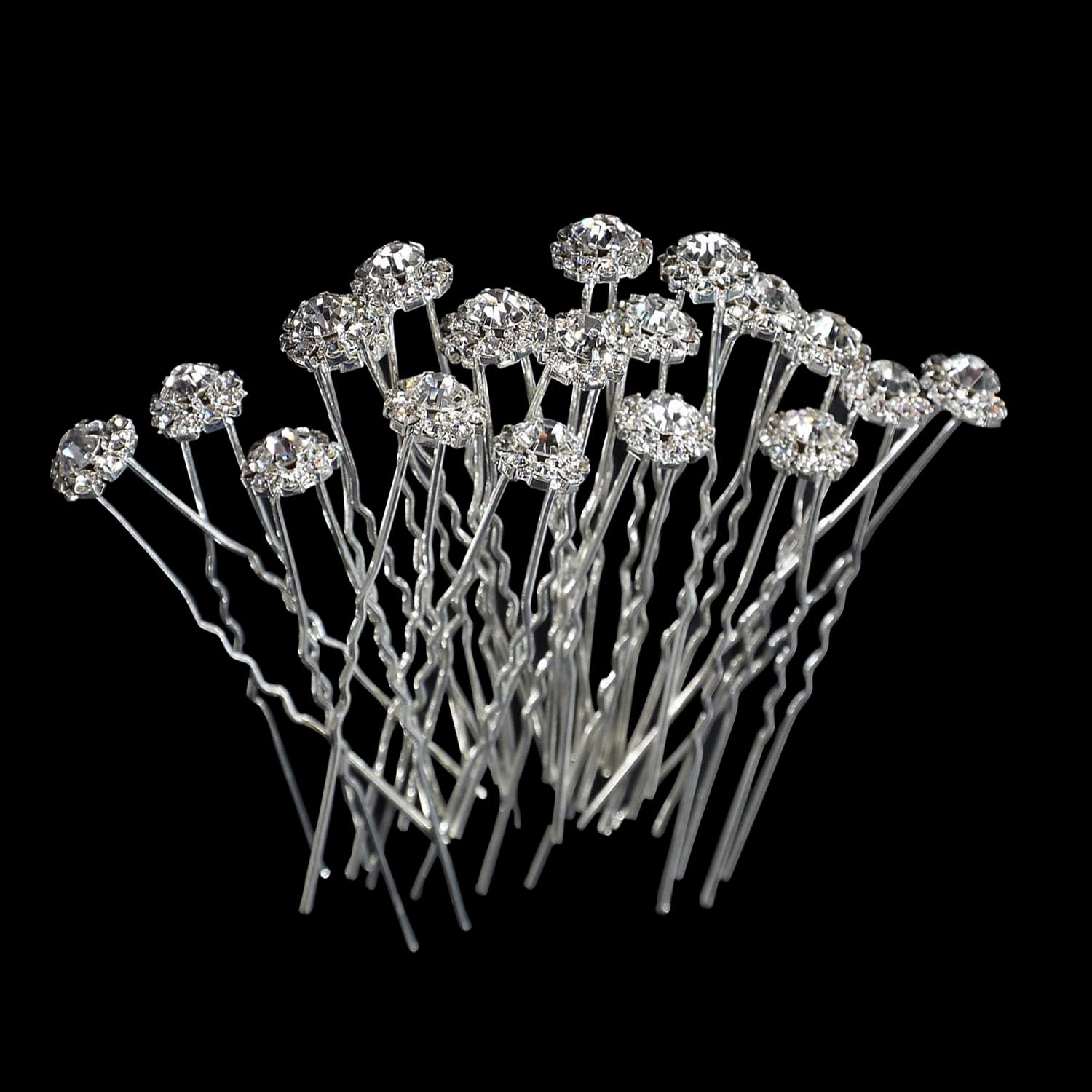 Trimming Shop Women Crystal Hair Pins Clips Flower Design Diamante Rhinestones Studded Hair Clips For Wedding, Bridal Accessories, Party, Fashion Accessory, Stainless Steel, 10pcs