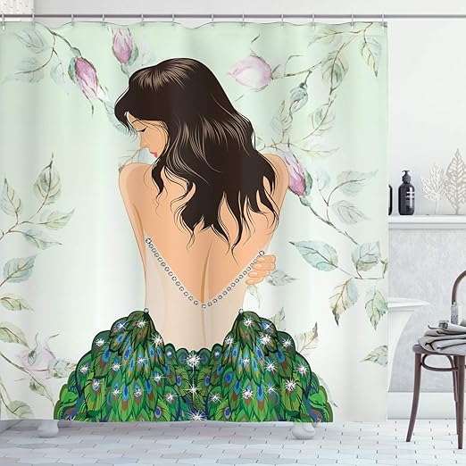 Amazon Com Ambesonne Anime Shower Curtain Peacock Decor Fashion