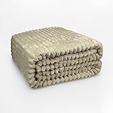 BAHALDEN Fleece Blanket Full/Queen - 80x90 Inch Lightweight & Buttery-Soft Throw for Bed, Sofa, Camping | 300GSM Cloud-Touch Microfiber | Cozy Essentials for Travel & Movie Nights, (Stripe Cream)