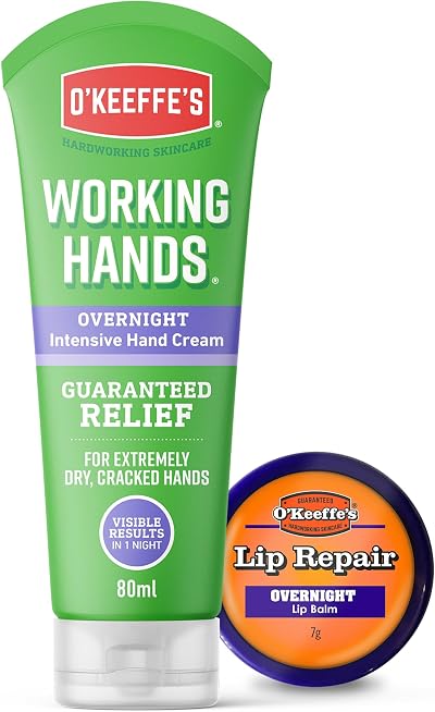 O'Keeffe's Working Hands Overnight 80ml & Lip Repair Overnight 7g Twin Pack