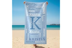 Personalized Beach Towels for Kids Adults,Custom Beach Towel with Names- 6 Sizes for Girl Boy Women Men,Absorbent Super Soft 