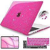 Teryeefi for MacBook Pro 13 inch Case M2 M1 A2338 A2251 A2289 A2159 A1989 A1708 A1706 (2016-2022 Release), Glitter Sparkly Plastic Hard Shell with Keyboard Cover & Screen Protector, Sparkly Pink