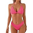 swimall Women's Triangle Bikini Set Cheeky High Cut Sexy Two Piece Swimsuit Cute Halter Bathing Suit