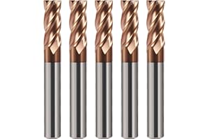 AYCHOLIZ 5PCS Carbide Square End Mills 1/8" Tungsten Steel Flat End Mills 4 Flute CNC Milling Bits Cutter for Alloy Steel High Alloy Cast Iron-HRC55 - TISIN Coated