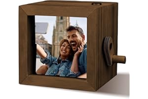 UNIGIFTIME Cadre photo numérique, machine d'animation de cadre photo à rabat personnalisé, boîte à flipbook à manivelle perso