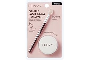 I•ENVY i-ENVY Lash Remover Balm, Eyelash Glue & Bond Cleanser for Fake Lash Clusters, Individuals & Extensions, Gentle Nourishing Peach-Infused Formula with Silicone Applicator, For Sensitive Skin & Eyes