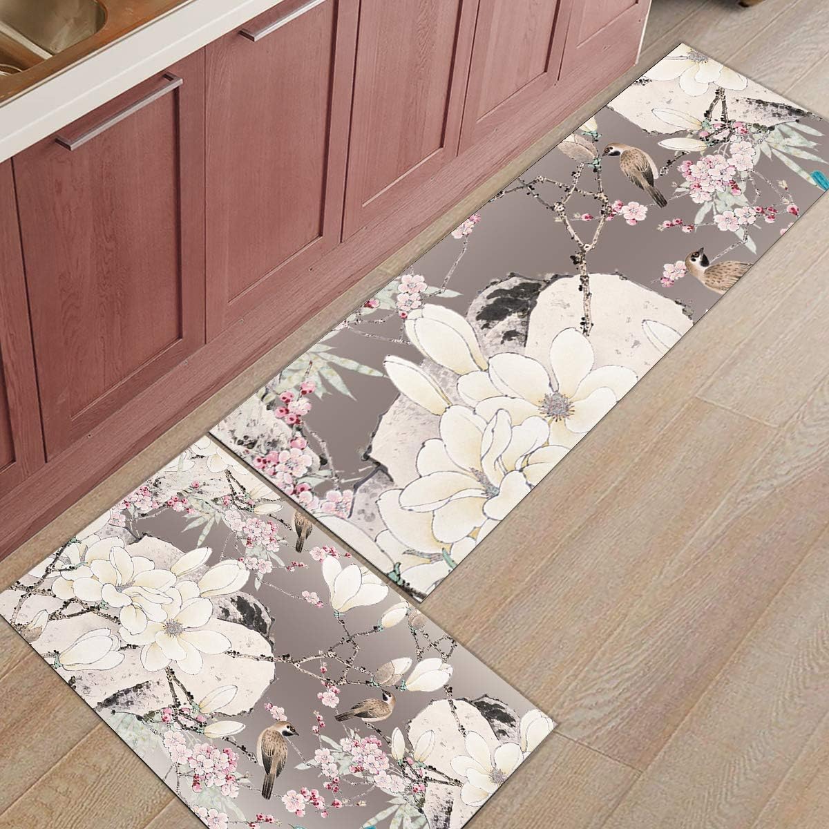 FAMILYDECOR 2 alfombras de cocina y felpudos antideslizantes de goma