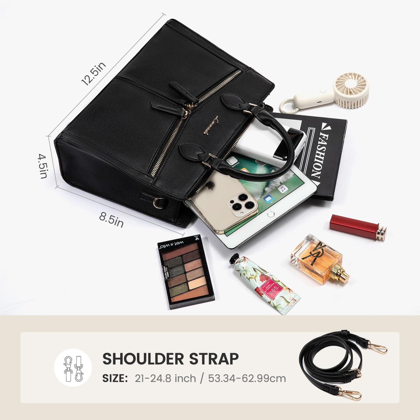 LOVEVOOK Womens Purses and Handbags, Pebbled Leather Black Purses for women Crossbody Handbags Satchel Bag