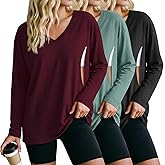 Sweetyweee 3 Pack Women's Oversize Nursing Shirts for Breastfeeding with Hidden Zippers Loose Fit Long Sleeve Maternity Tops