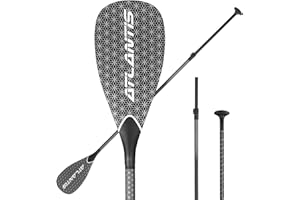 AQUBONA SUP Paddle- 3 Pieces 100% Carbon Fiber Adjustable Stand Up Paddle Board Paddle, Portable Durable Floating Paddle Board. (F) (Black)