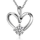 ARINZA Moissanite Heart Necklace for Women, 1 Carat 925 Sterling Silver Pendant, Valentine's Day Jewelry Gifts for Her, Wife, Girlfriend, Anniversary Birthday, Forever Love Necklace