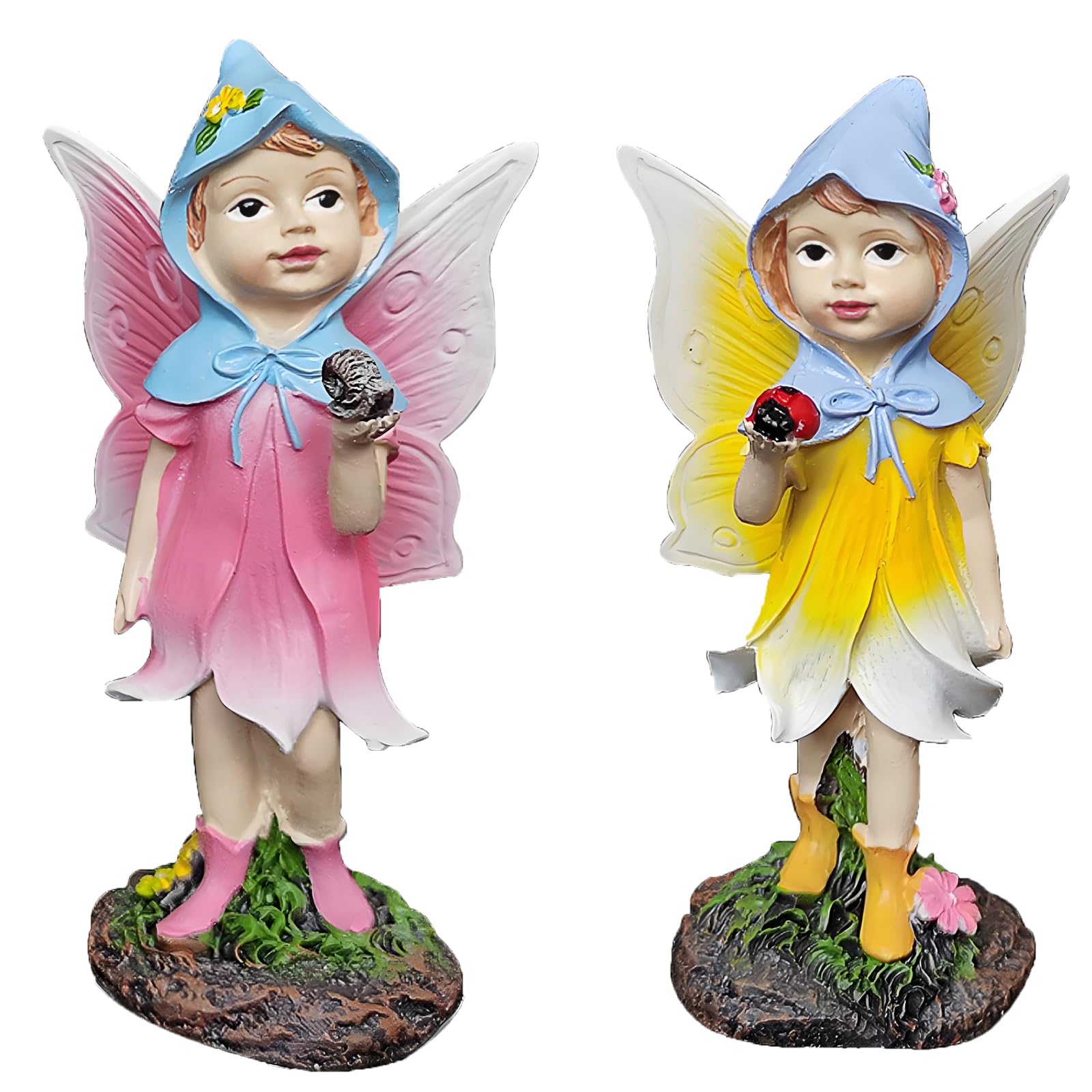 MUAMAX Fairy Garden Fairies Figurines Set of 2 Flower Fairies Miniature Fairy Figurines Enchanted Ornaments for Fairy Garden Decorations Gifts