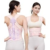 Posture Corrector for Women and Men, Full Back Support Brace, Pink, Medium | 5X Enhanced Support Rods, Armpit-Friendly, Breathable Mesh, Relief for Upper and Lower Back, Neck Pain, Improving Posture