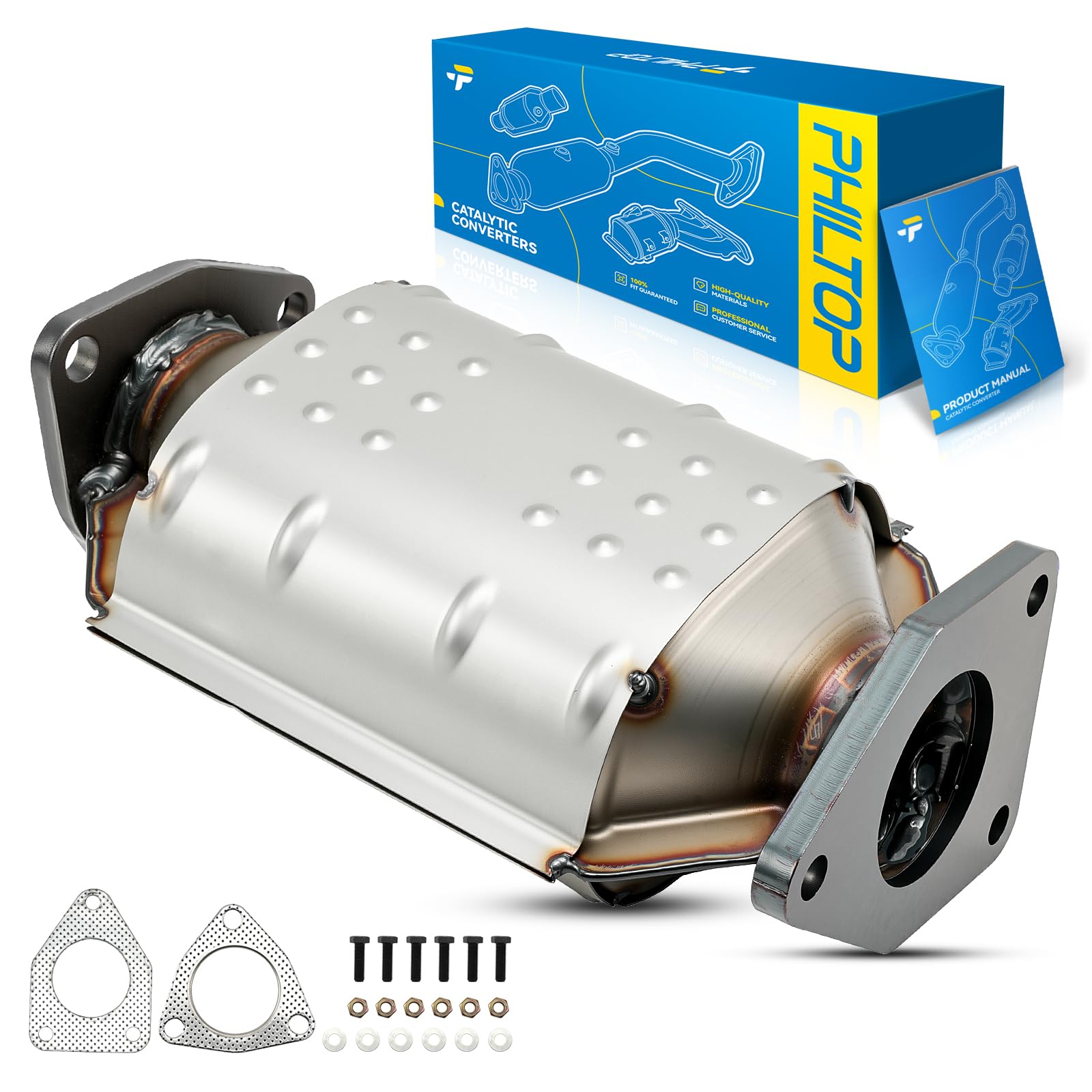PHILTOP Rear Catalytic Converter Kit Direct-Fit Replacement For 2008-2012 Accord 3.5L, 2008-2009 Odyssey EX-L/Touring, 2010-2014 Odyssey, 2009-2014 Ridgeline OE Replace 40925 (EPA Compliant)
