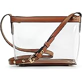 Clear Zipper Cross Body Bag with Vegan Leather Trim