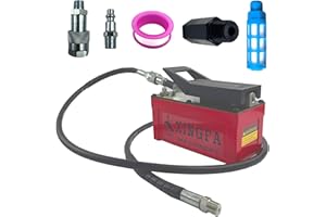 XFPC Air Hydraulic Pump 10,000 PSI, 1.7L Reservoir, NPT 3/8" Oil Outlet, NPT 1/4" Inlet, Hydraulic Pump Air Hydraulic Foot Pump Made of Aluminum with 6.6ft Pipe, Red