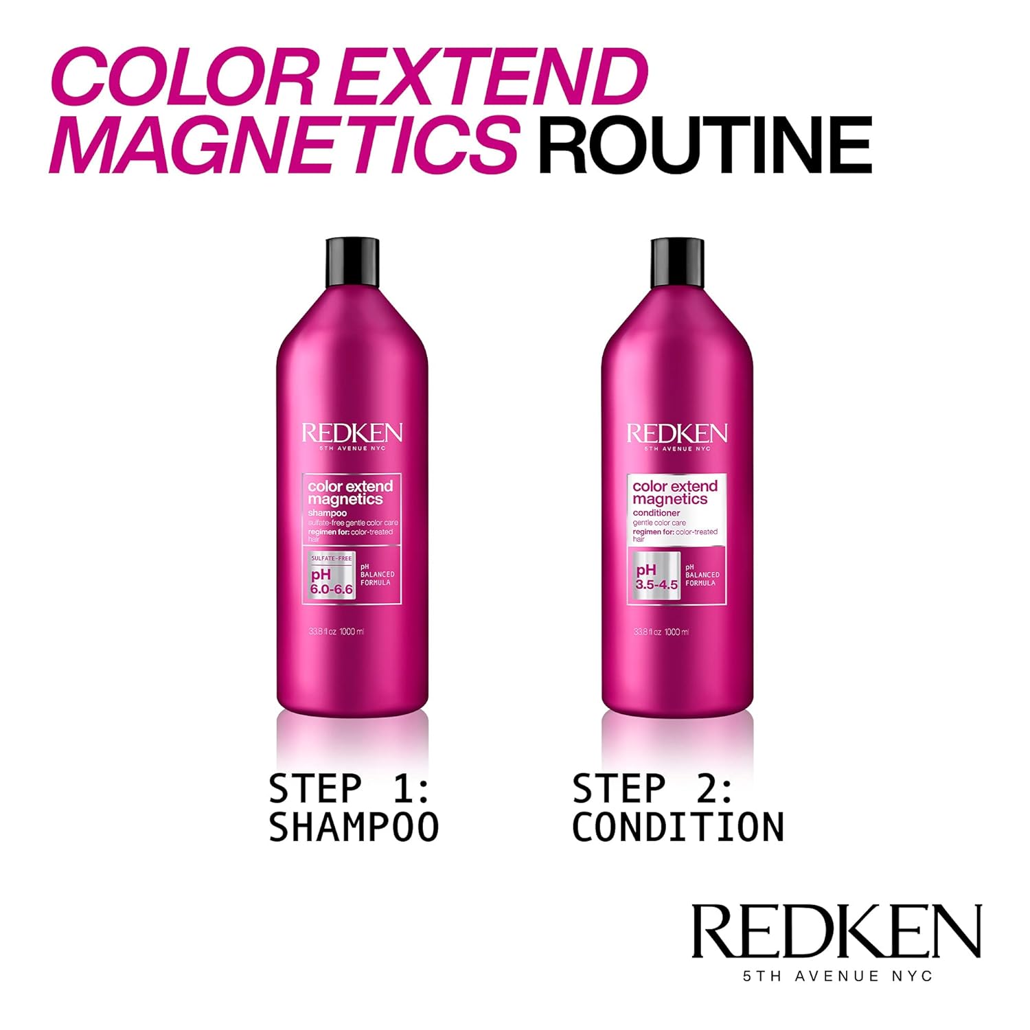 Redken Color Extend Magnetics Shampoo | For Color-Treated Hair | Gently Cleanses & Protects Color | With Amino Acid | Sulfate-Free | 33.8 Fl Oz: Premium Beauty