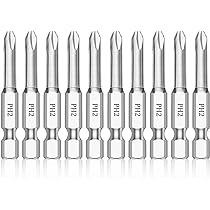 NAUIX Phillips #2 Bit Set(10-Pack 2 Inch), 1/4 Inch Hex