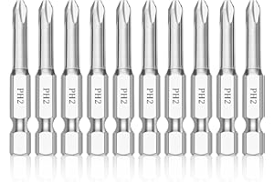 NAUIX Phillips #2 Bit Set(10-Pack 2 Inch), 1/4 Inch Hex Shank S2 Steel Magnetic PH2 Screwdriver Power Bits