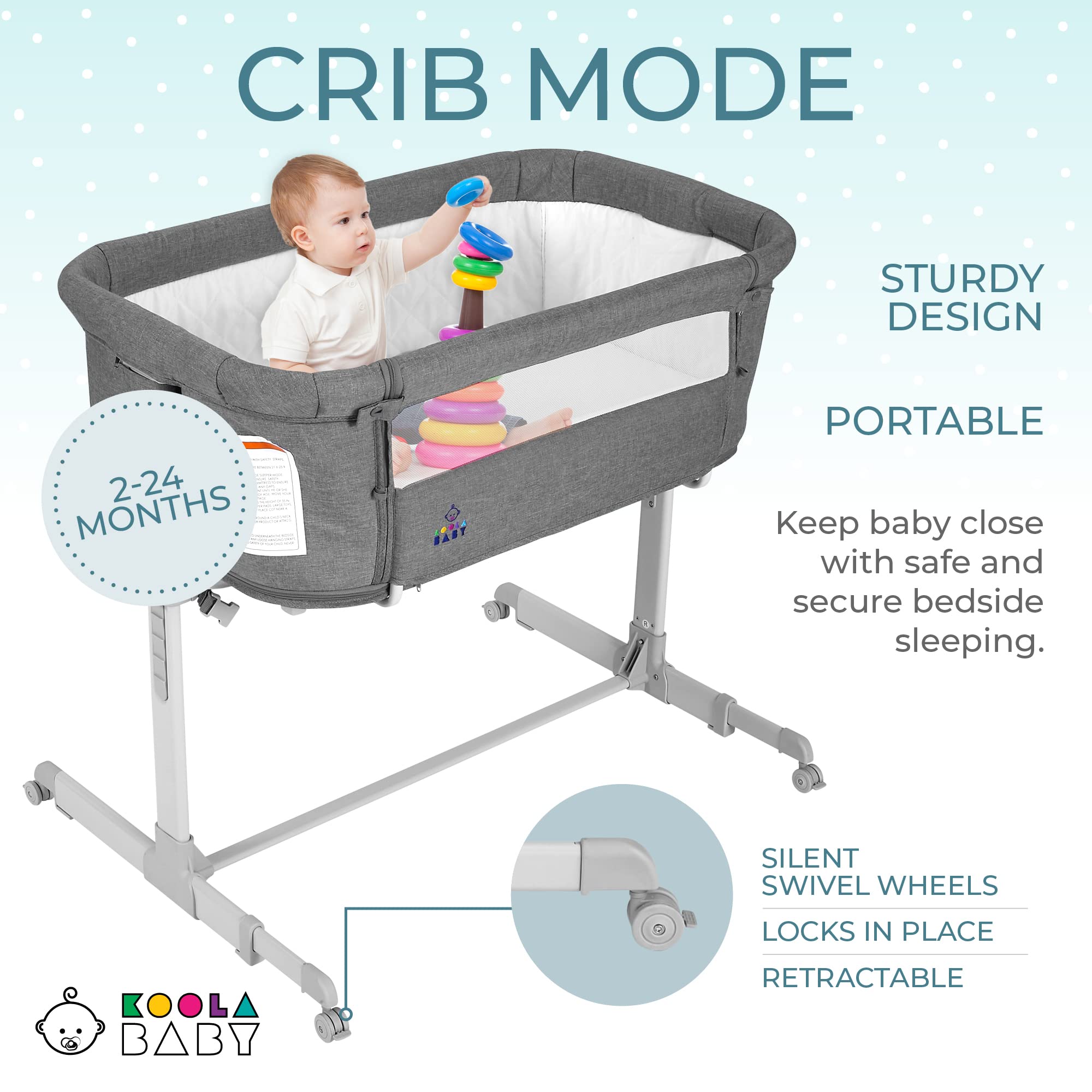 3 in 1 Baby Bedside Sleeper, & Playpen, Easy