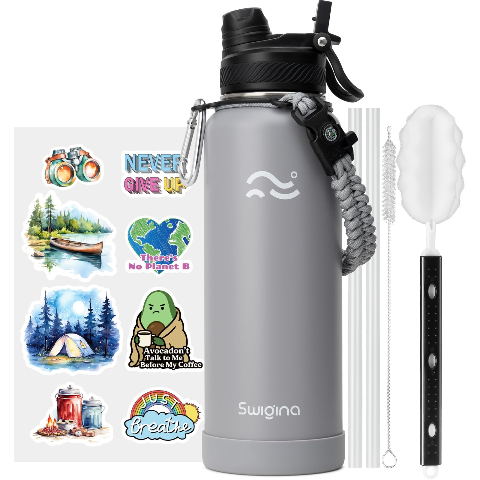Swigina [2-IN-1 LID] Insulated Water Bottle with