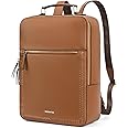 BOSTANTEN Leather Backpack 15.6 inch Laptop Bag Travel Casual Computer Backpack College Business Work Shoulder Bags with Trolley Sleeve for Women Men Brown