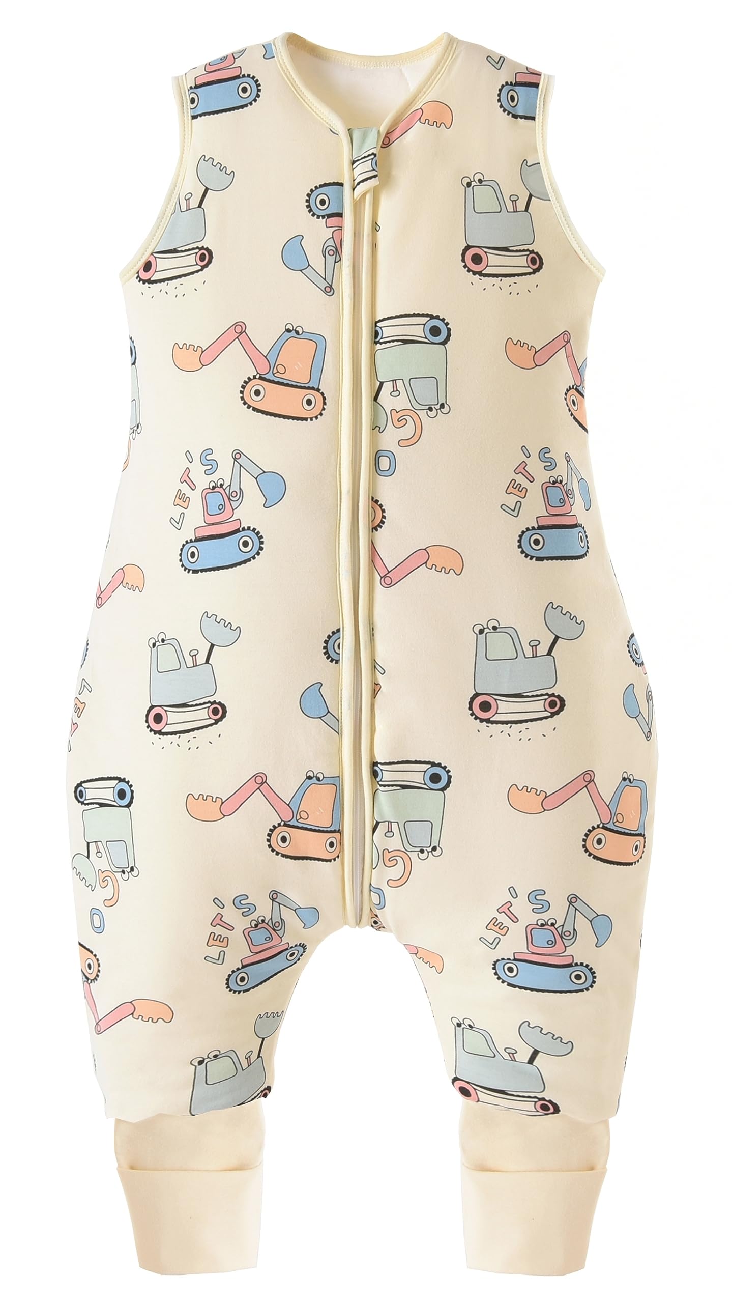 Chilsuessy Winter Baby Sleeping Bag with Feet 2.5 TOG Warm Baby Sleep Sack with Legs 100% Cotton Toddler Wearable Blanket Walker Sleep Sack for Boys and Girls, Cartoon excavator, 80cm/2-3 Years