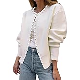 Kedera Womens Casual Pearl Cardigan 2025 Spring Elegant Embellished Long Sleeve Oversized Knit Sweater