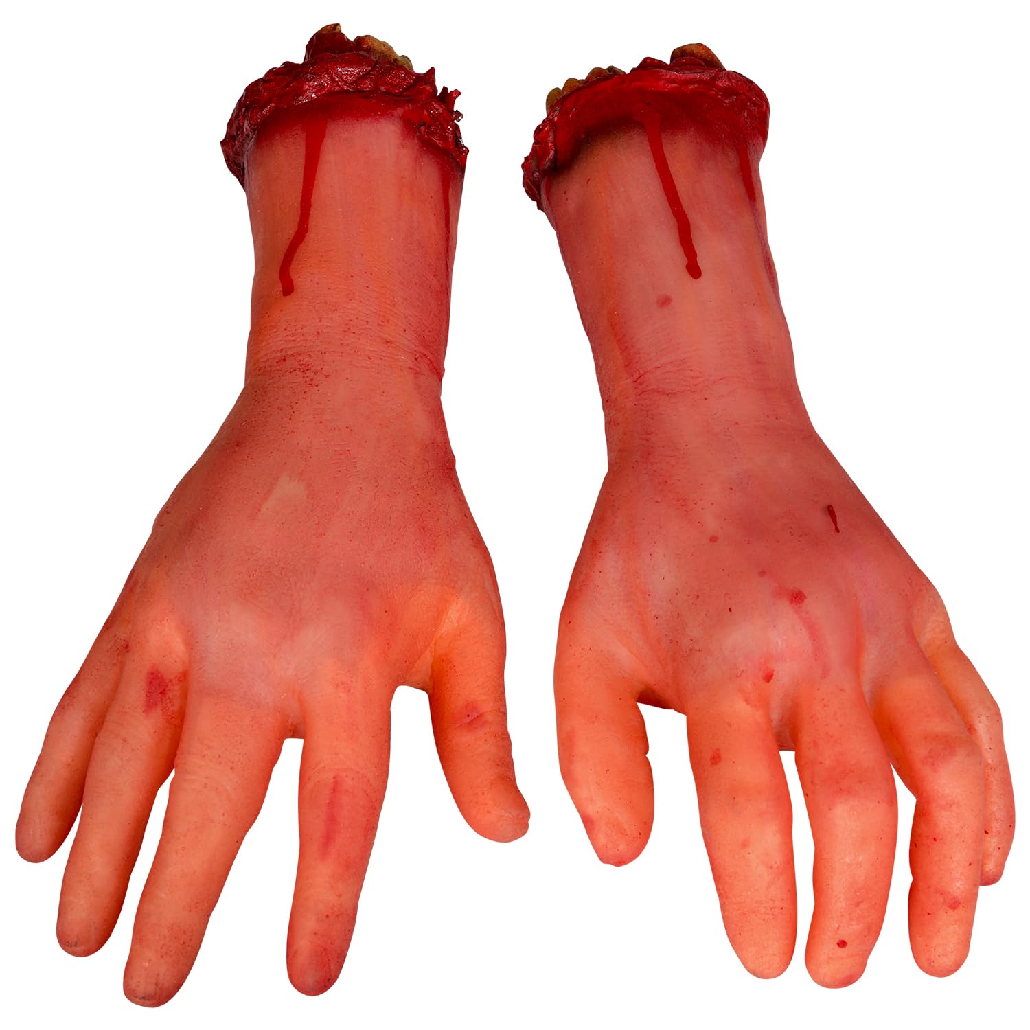 Fake Human Arm Hands Bloody Dead Body Parts for Haunted House Lawn Yard Garden Decorations, 2-Pieces (Left and Right)