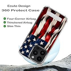 Ecute American Flag Case for iPhone 15 Pro with