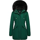 MOERDENG Women's Long Winter Down Coat Thicken Fleece Lined Puffer Jacket | Faux Fur Detachable Hood Parka Warm,Waterproof and Windproof Overcoat