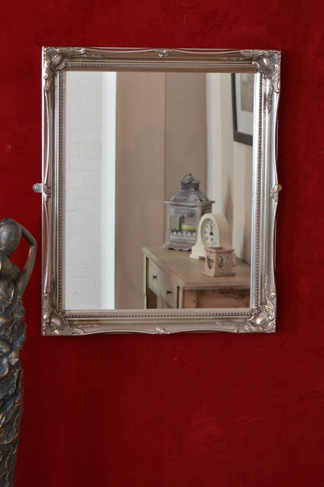 FRENCH SILVER Shabby Chic Antique Style MIRROR -Mirror Size: 16 inches x 20 inches (40cm x 50cm)
