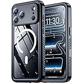 SPIDERCASE Magnetic for iPhone 17 Pro Max Case Waterproof, Built-in Screen & Camera Lens Protector[IP68 Underwater] [Military Grade Shockproof] Full Body Protection Phone Case, Black/Clear