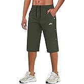 MAGCOMSEN Men's Capri Shorts Quick Dry Below Knee 3/4 Capri Pants with Zipper Pockets for Workout Running Training Summer