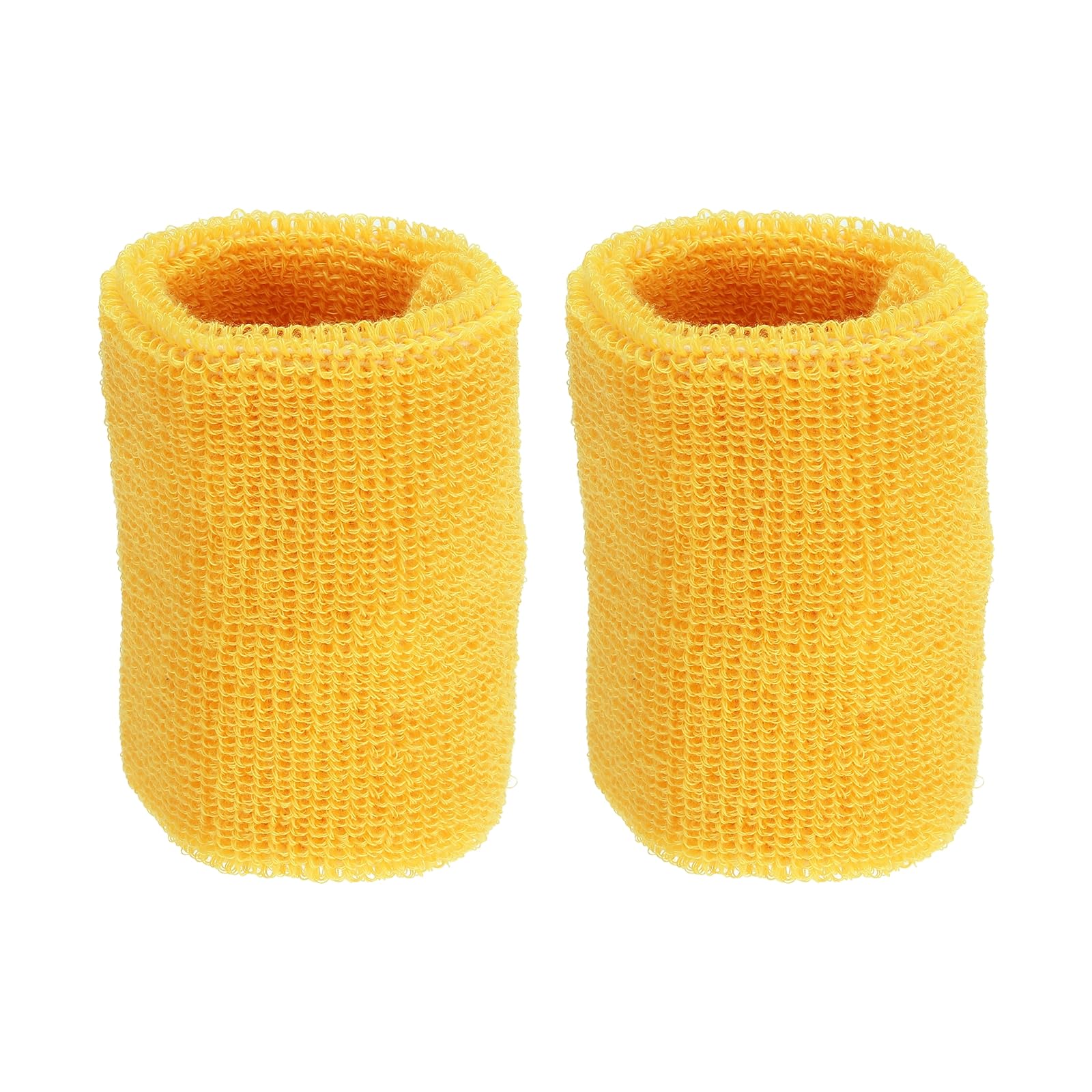 PATIKIL Sports Wristbands 8x10cm, 2 Pack Athletic Cotton Terry Cloth Absorbent Wrist Sweatband for Tennis Basketball Working Out Running, Yellow