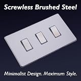 Varilight Triple 2-Way Light Switch Screwless Brushed Steel Twin Plate view 3