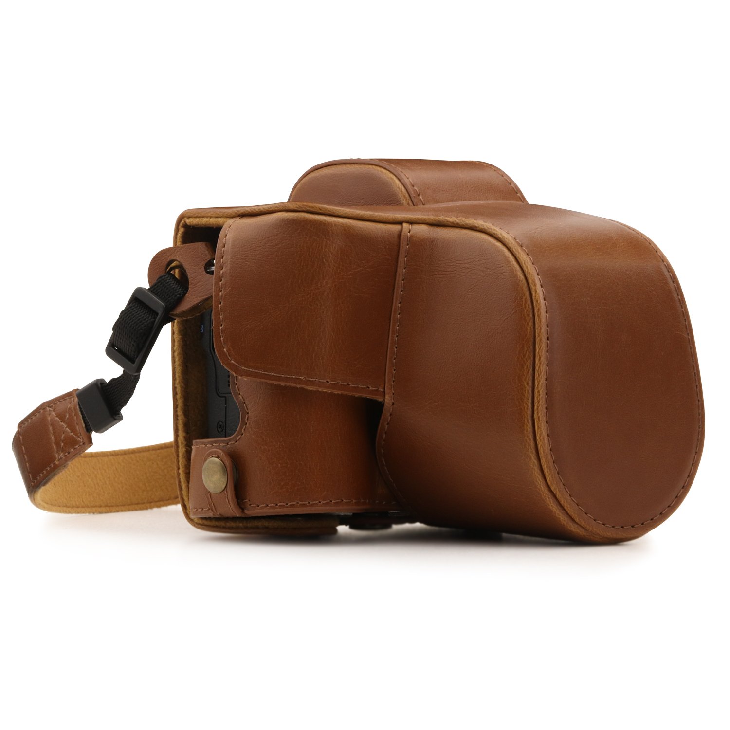MegaGear MG1448 Canon EOS M50 (15-45mm) Ever Ready Leather Camera Case and Strap - Light Brown