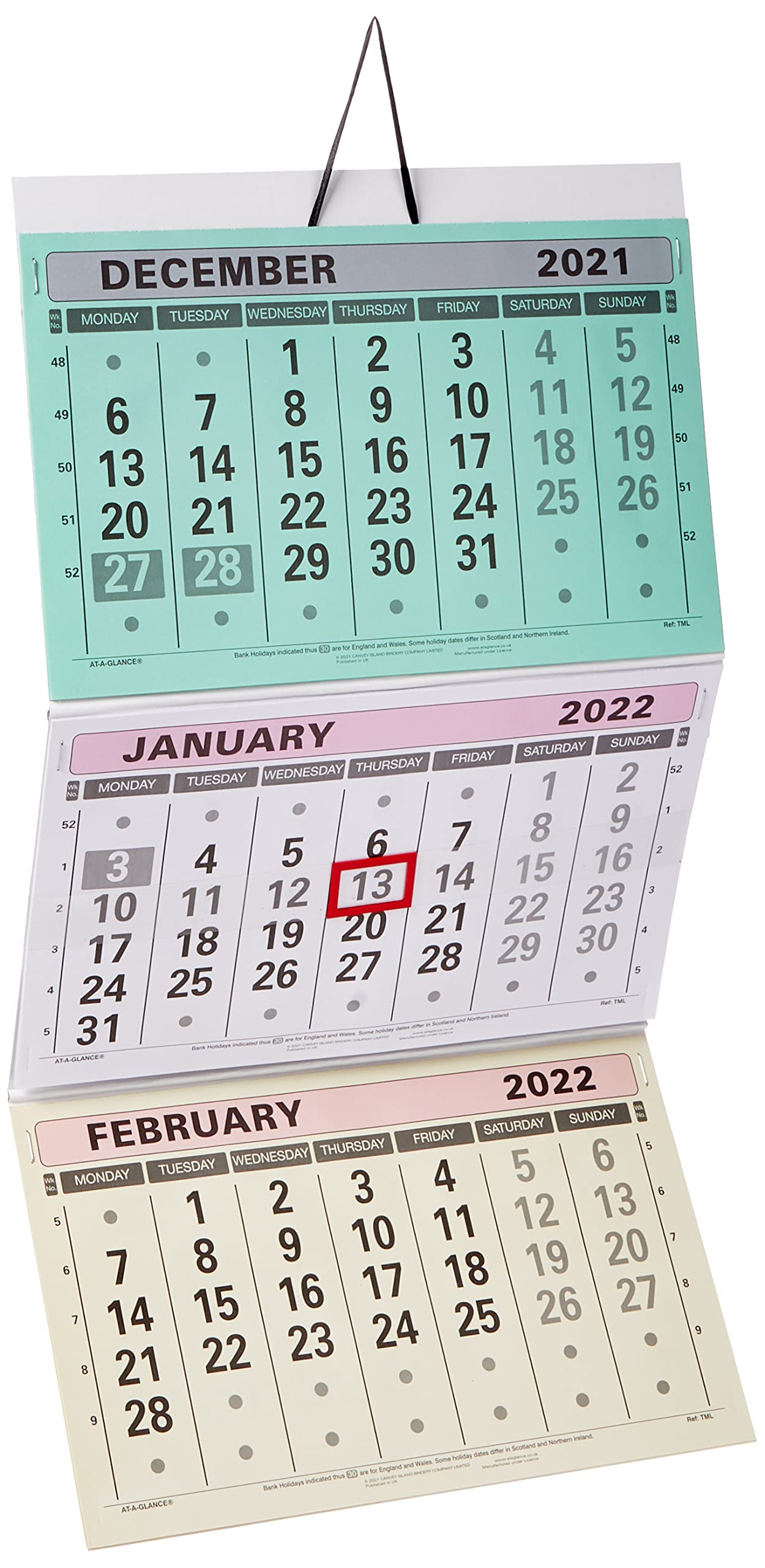 "At-a-Glance" Large Wall Calendar 3 Month to View 2022